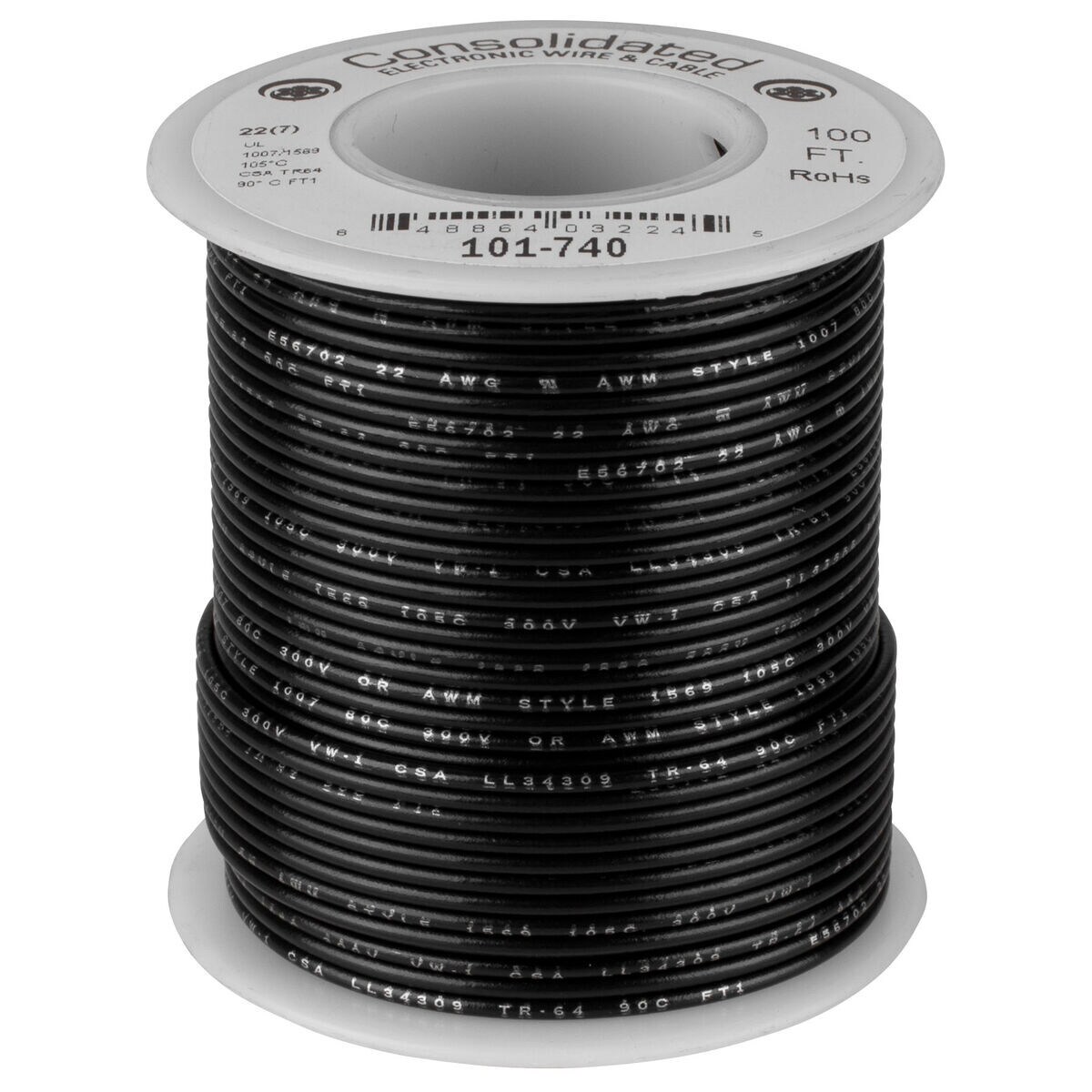 Consolidated 22 AWG Black Stranded Hook Up Wire 100 Ft consolidated-22-awg-black-stranded-hook-up-wire-100-ft